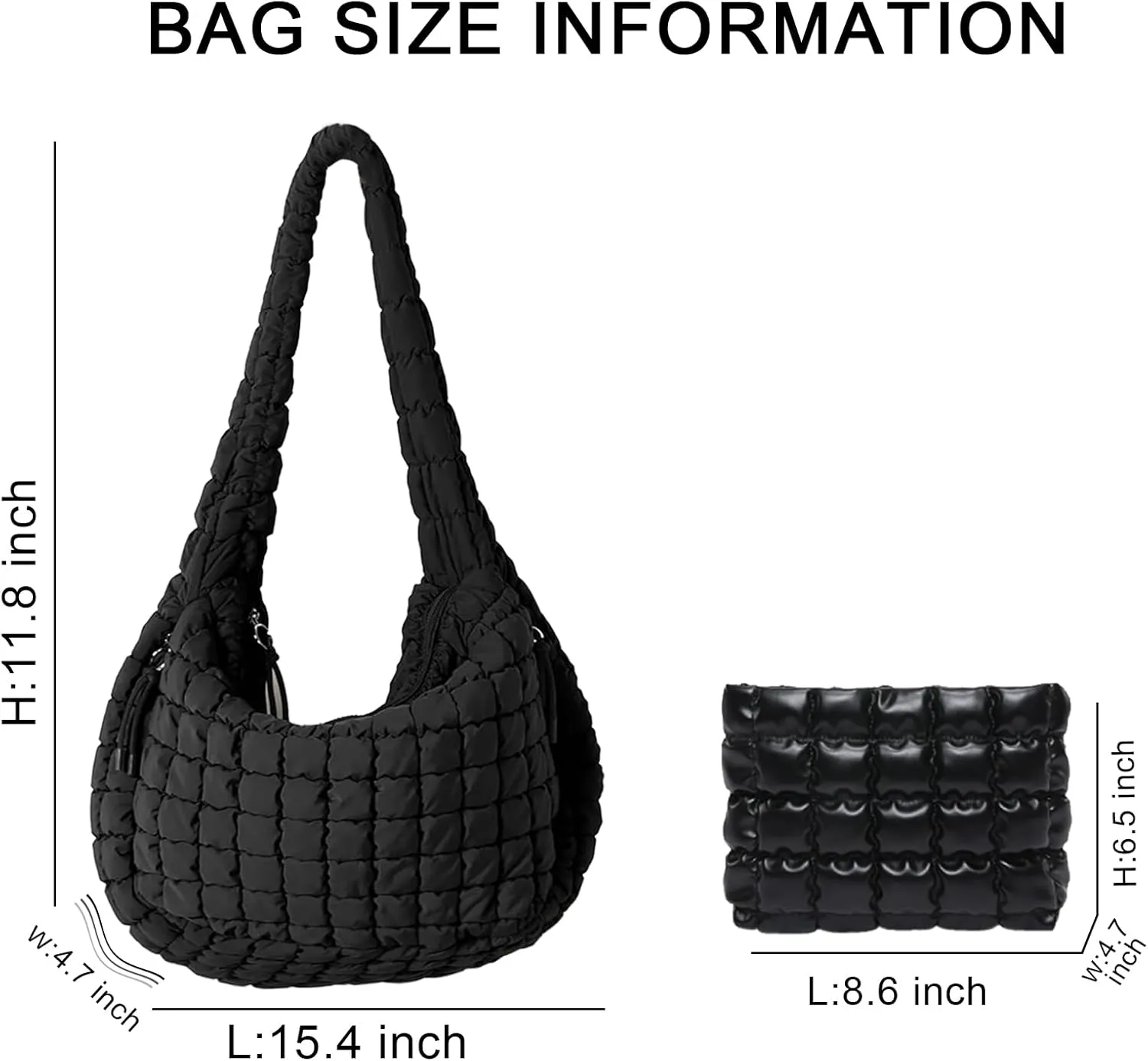 UKAYCCI Women Large Quilted Tote Bag Lightweight Quilted Carryall GYM Bag Soft Puffy Crossbody Bag Hobo Handbags Wallet