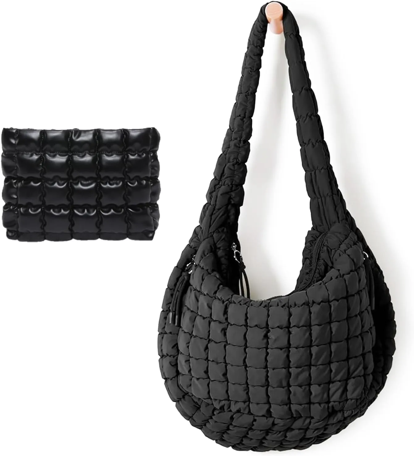 UKAYCCI Women Large Quilted Tote Bag Lightweight Quilted Carryall GYM Bag Soft Puffy Crossbody Bag Hobo Handbags Wallet