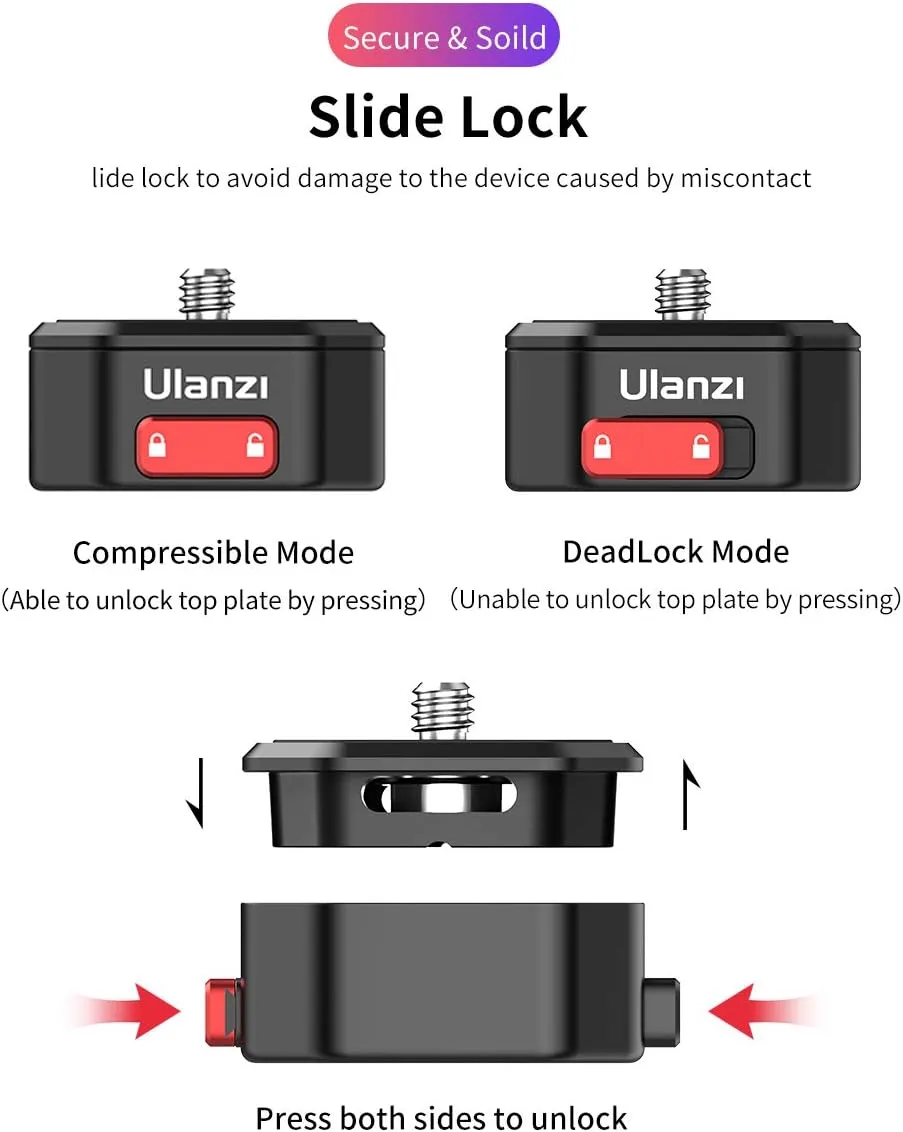 ULANZI Claw Quick Release Plate Tripod QR Camera Mount Adapter, Quick Setup Kit with 1/4'' Screw for Canon/Sony/Nikon Cameras/Zhiyun/Feiyu/DJI/Moza Stablizers Switch Between Tripod/Monopod/Slider