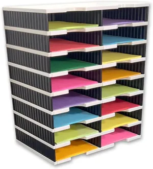 Ultimate Office TierDrop Literature Organizer/Forms Mailroom Classroom Sorter, 16-Compartments with Optional Add-On Tiers for Easy Expansion, Gray w/Black