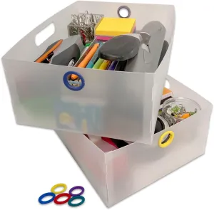 Ultimate Office TierDrop Storage Drawers Measure 9w x 12d x 4 3/4 Inches High for Desk Accessories and Supplies, Set of 2, Includes Color-Coded Finger Rings for Fast and Easy Access to Contents