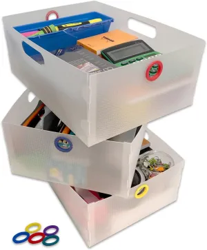 Ultimate Office TierDrop Storage Drawers Measure 9w x 12d x 4 3/4 Inches High for Desk Accessories and Supplies, Set of 3, Includes Color-Coded Finger Rings for Fast and Easy Access to Contents