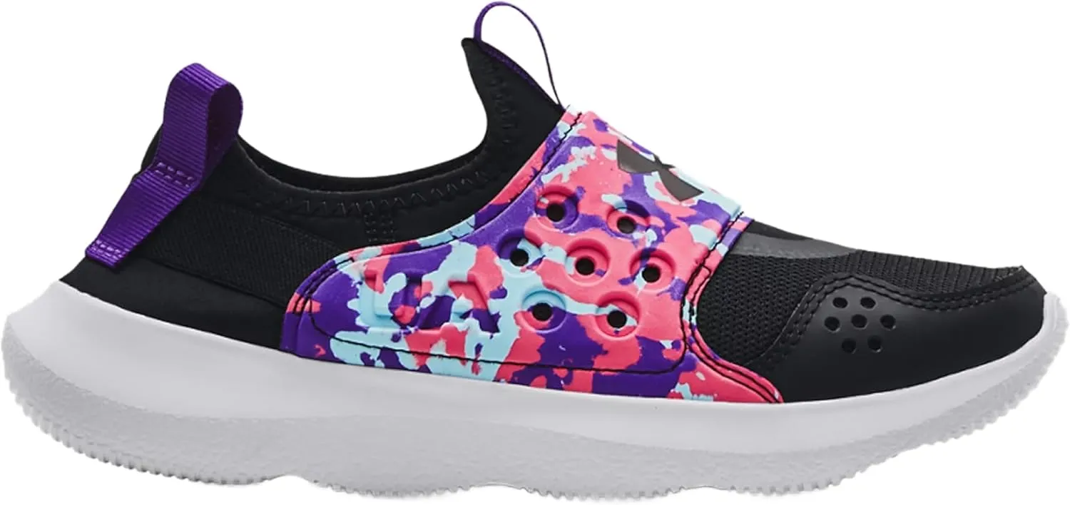Under Armour Girls Grade School UA Runplay Camo Running Shoes (Black/White - 001, US Footwear Size System, Big Kid, Women, Numeric, Medium, 3.5)