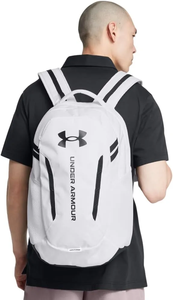 Under Armour Unisex-Adult Hustle 6.0 Backpack, (100) White/White/Black, One Size Fits Most
