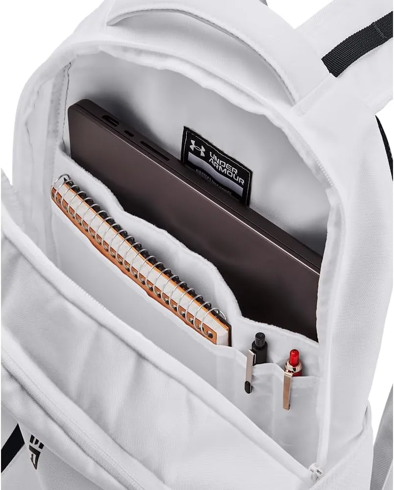Under Armour Unisex-Adult Hustle 6.0 Backpack, (100) White/White/Black, One Size Fits Most