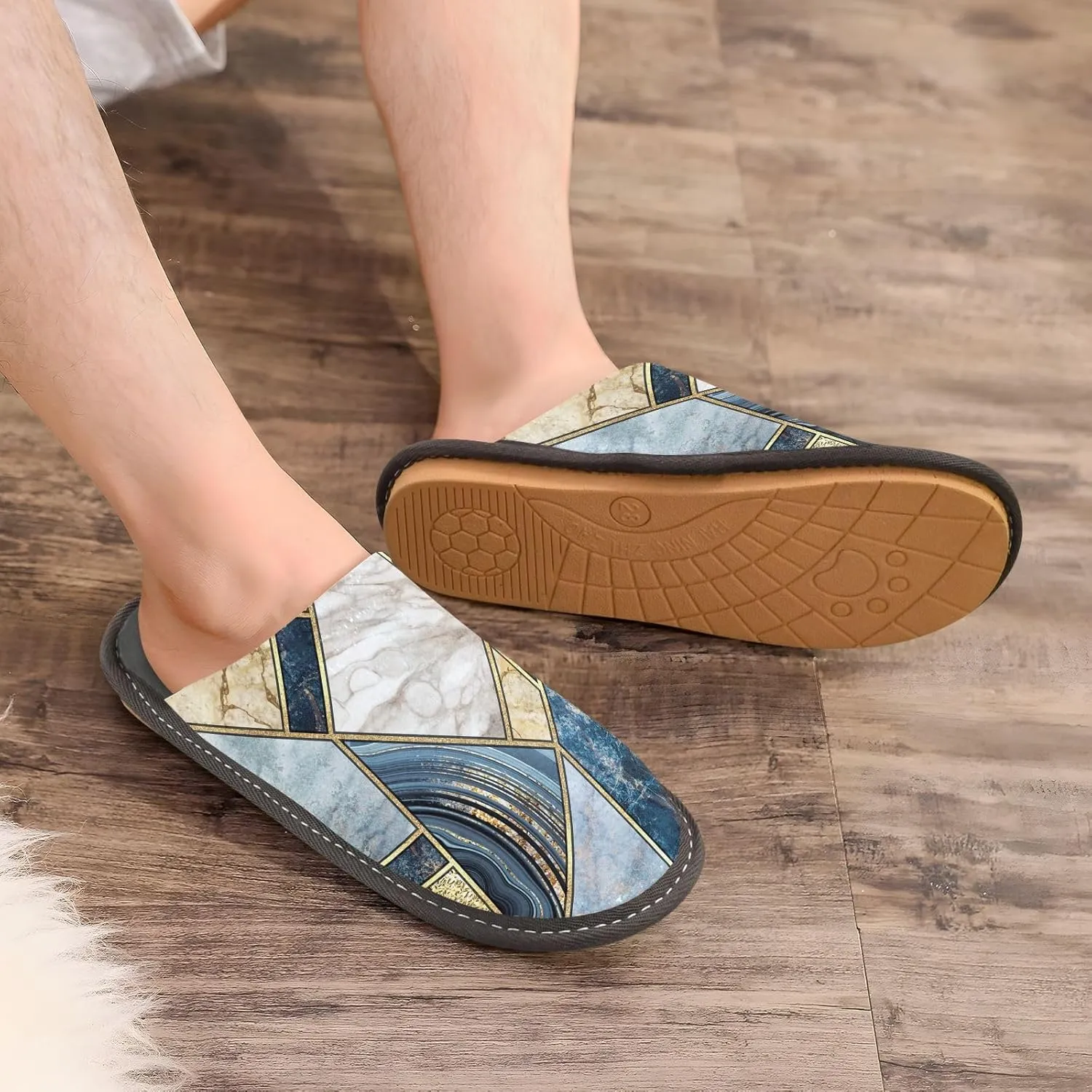Unisex Fuzzy Foam Slippers Non-Skid Slip-on Soft Warm Sole Fleece Shoes 4-11
