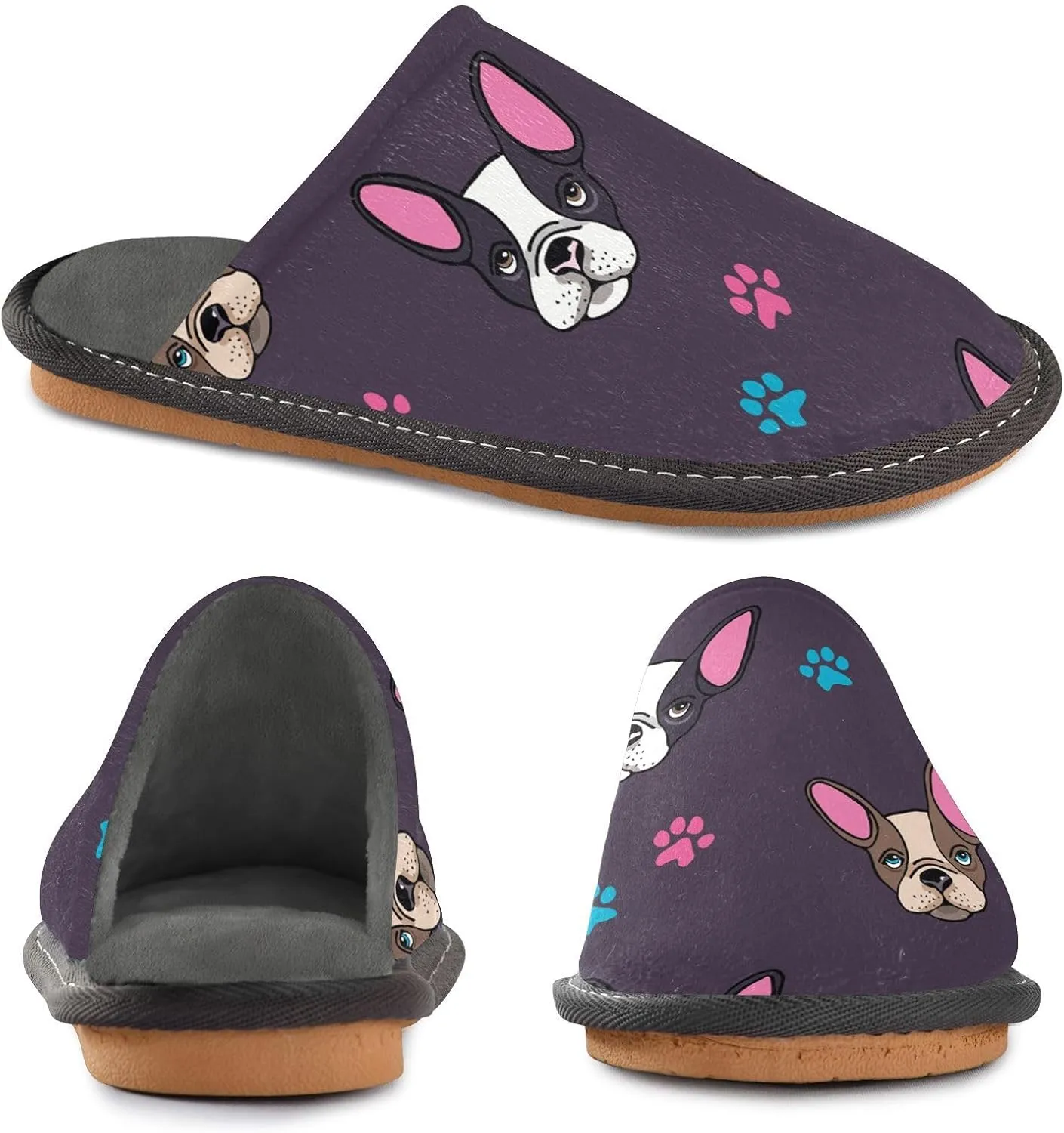 Unisex Fuzzy Foam Slippers Non-Skid Slip-on Soft Warm Sole Fleece Shoes 4-11