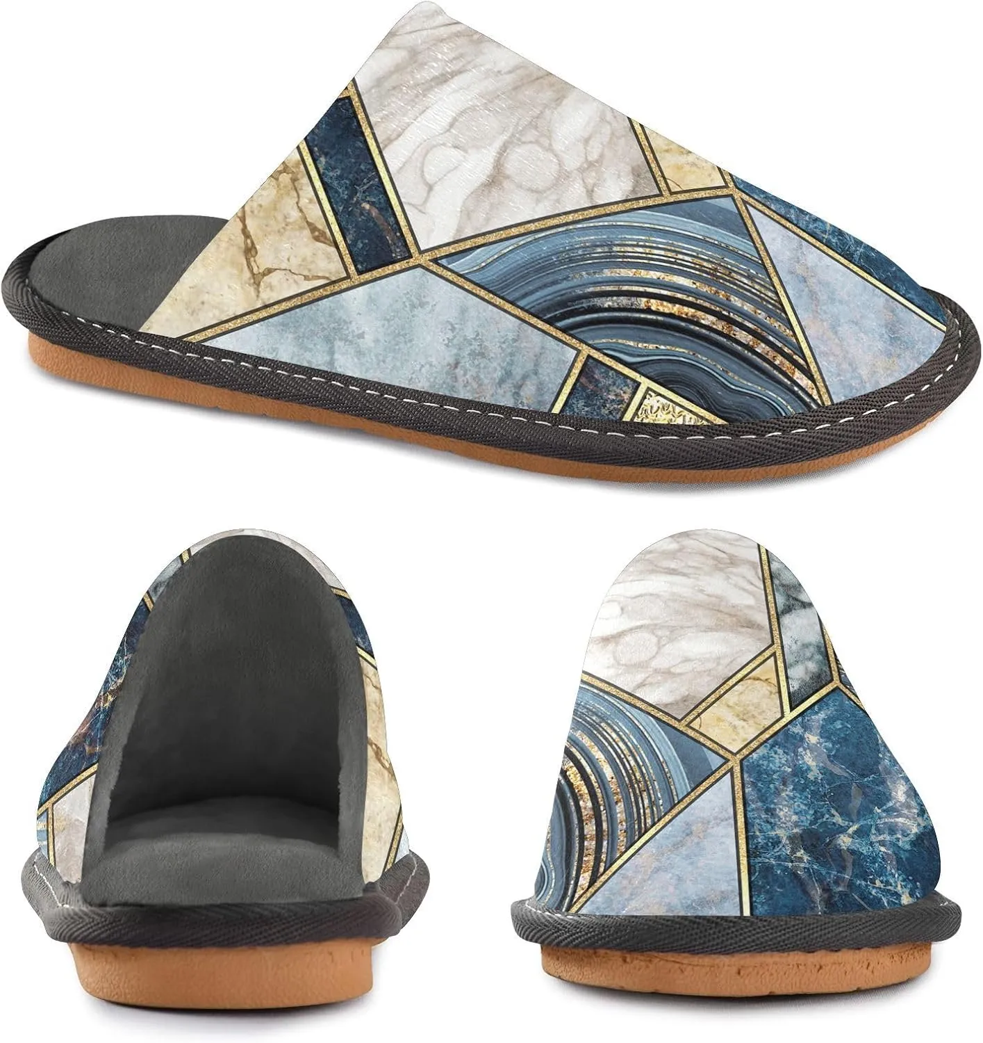 Unisex Fuzzy Foam Slippers Non-Skid Slip-on Soft Warm Sole Fleece Shoes 4-11