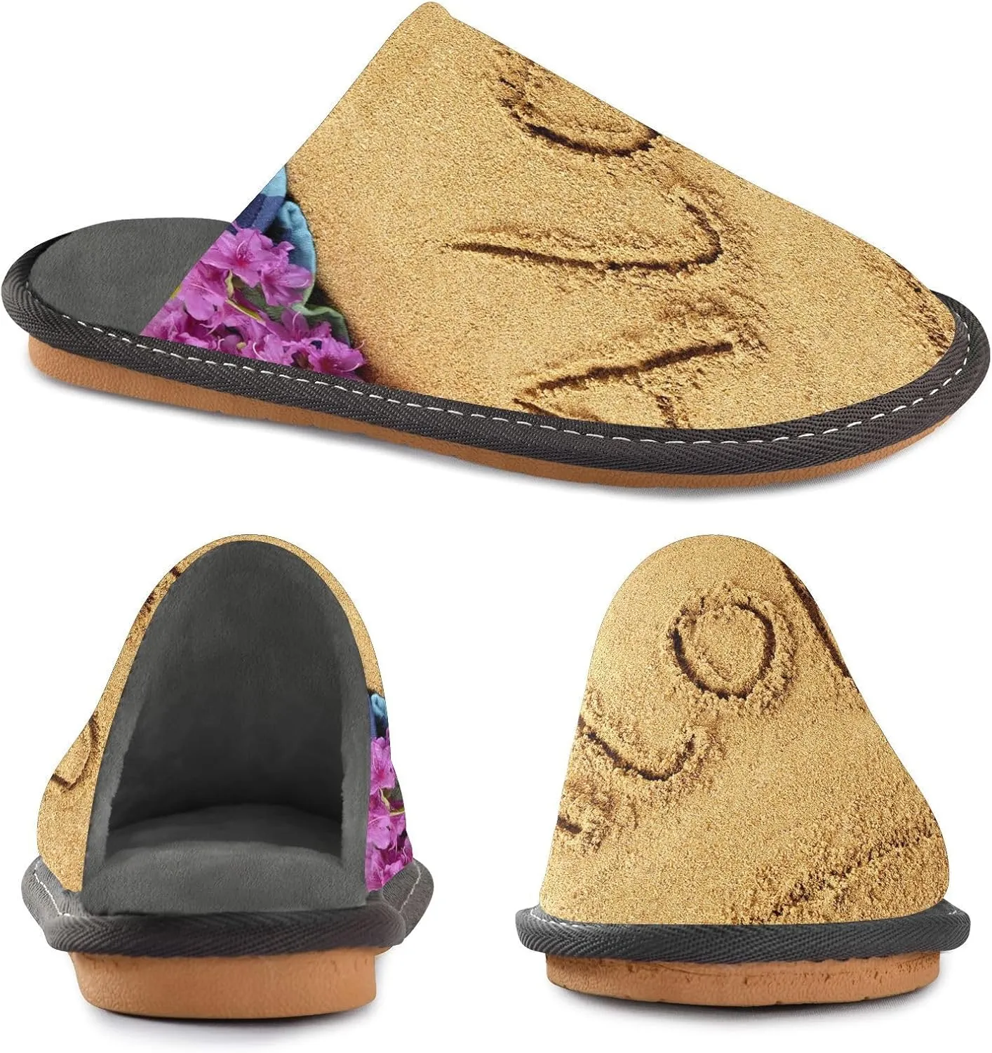Unisex Fuzzy Foam Slippers Non-Skid Slip-on Soft Warm Sole Fleece Shoes 4-11