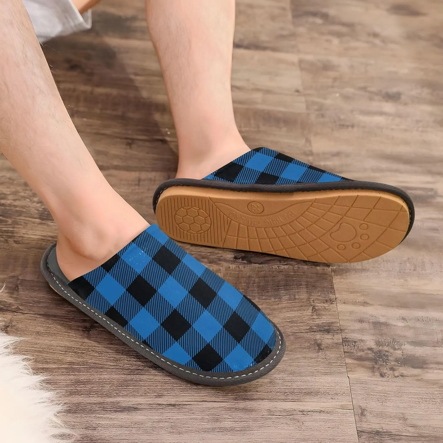 Unisex Fuzzy Foam Slippers Non-Skid Slip-on Soft Warm Sole Fleece Shoes 4-11