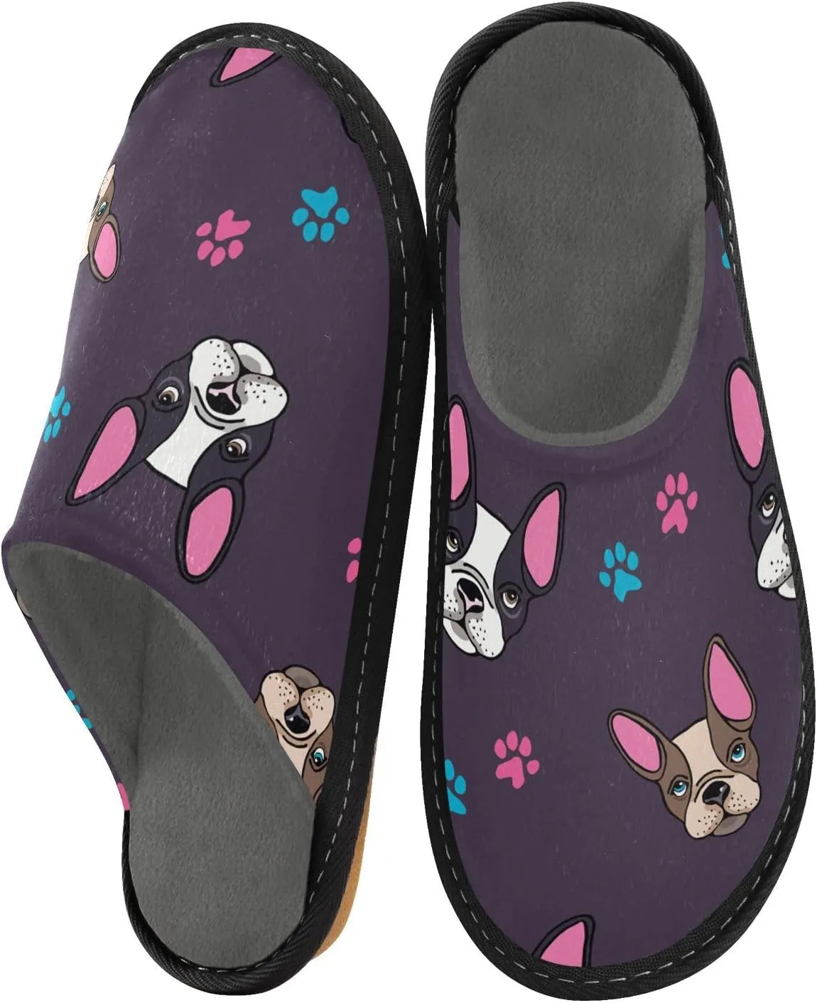 Unisex Fuzzy Foam Slippers Non-Skid Slip-on Soft Warm Sole Fleece Shoes 4-11