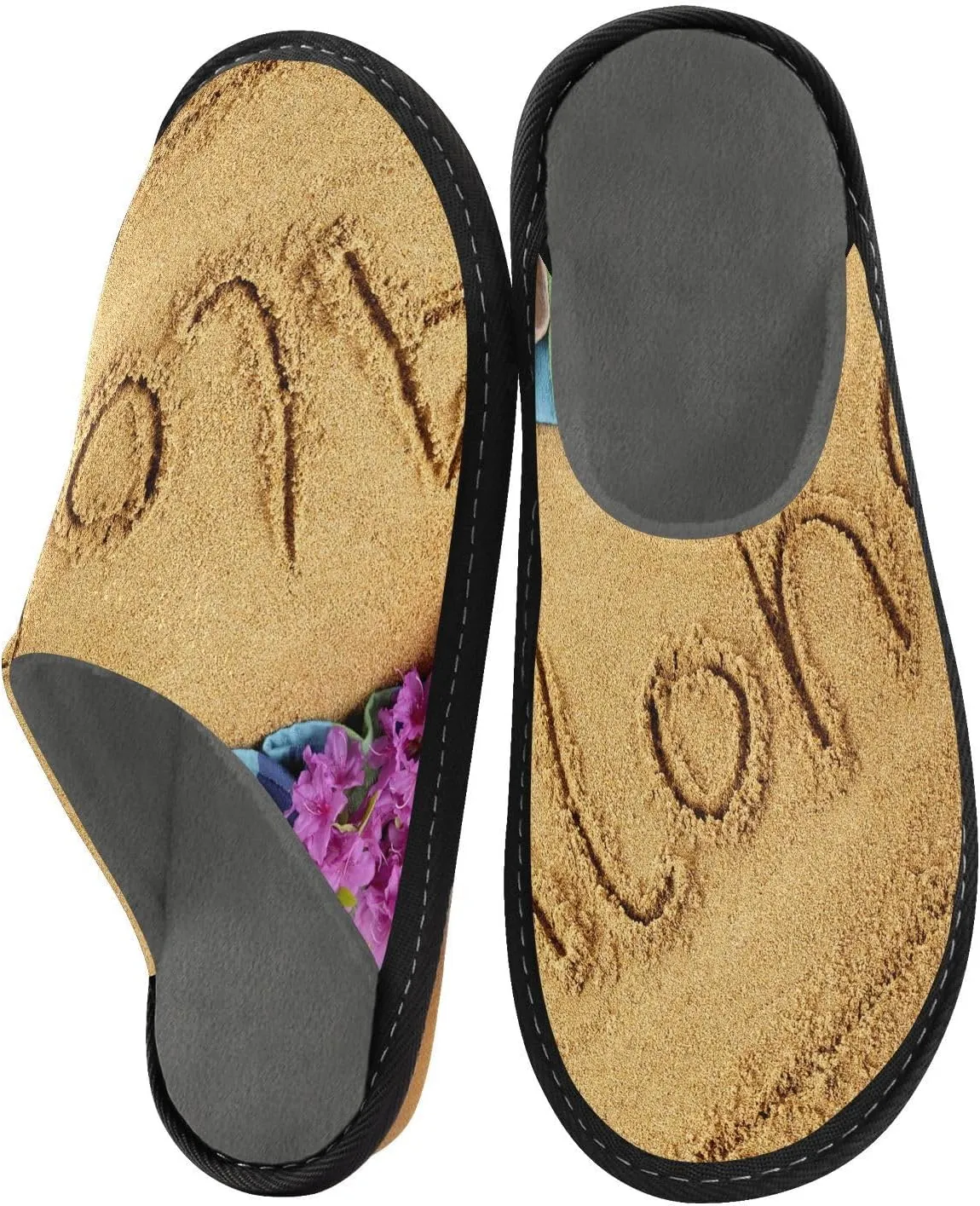 Unisex Fuzzy Foam Slippers Non-Skid Slip-on Soft Warm Sole Fleece Shoes 4-11