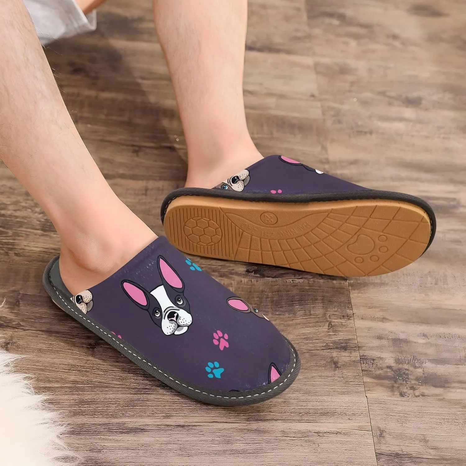 Unisex Fuzzy Foam Slippers Non-Skid Slip-on Soft Warm Sole Fleece Shoes 4-11