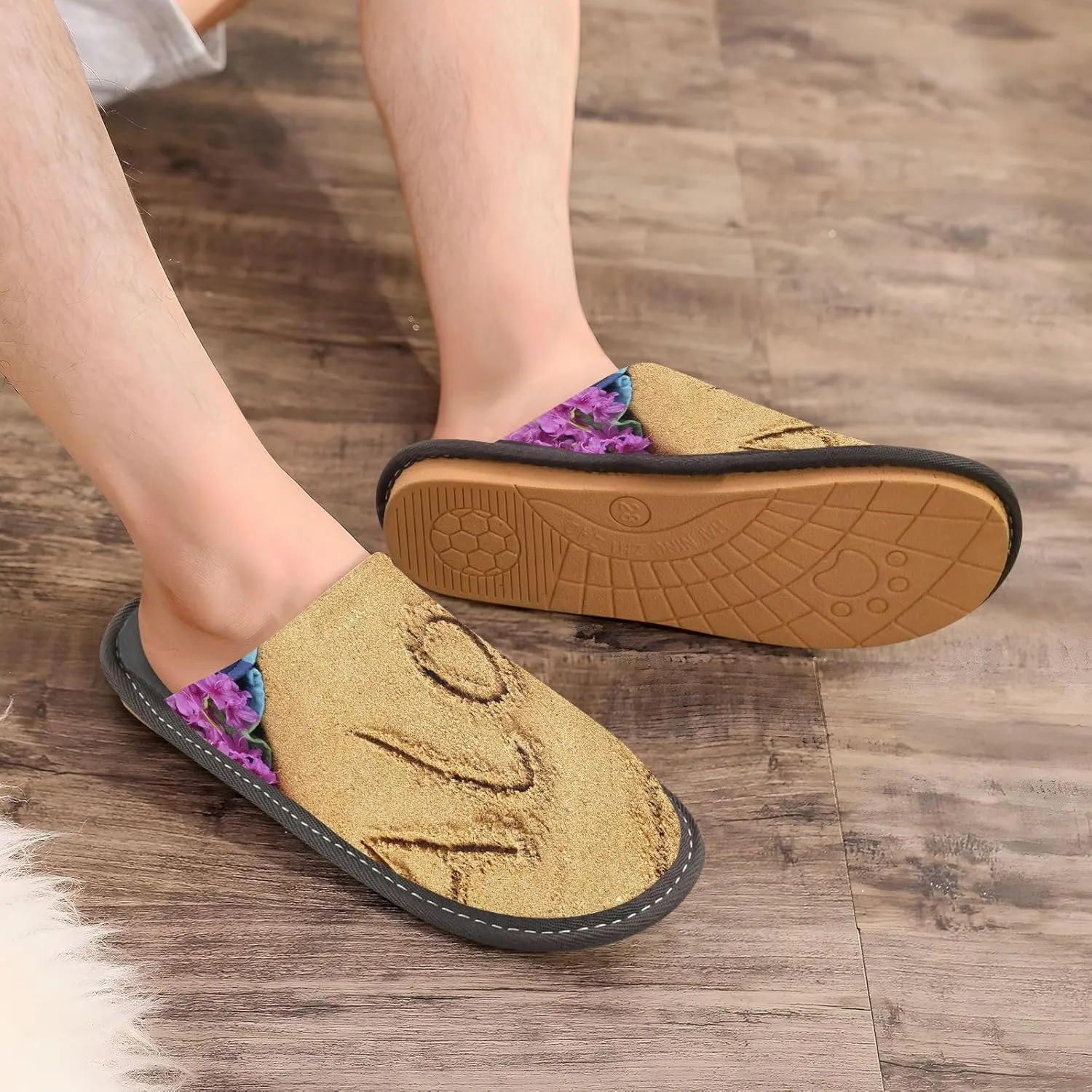 Unisex Fuzzy Foam Slippers Non-Skid Slip-on Soft Warm Sole Fleece Shoes 4-11