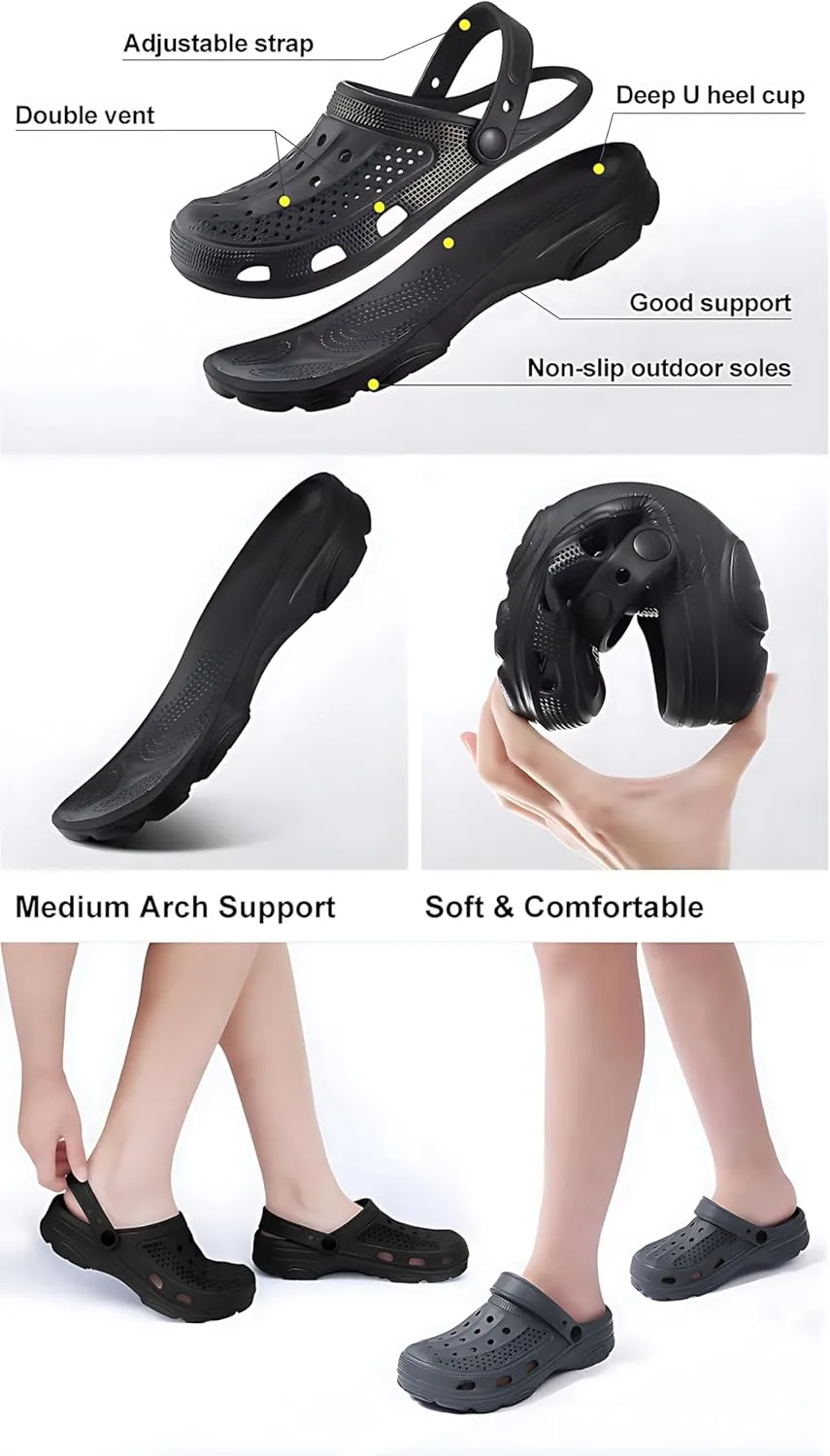 Unisex Garden Clogs,Slip into Non-Slip Comfort with Arch Support,Experience air Cushion Comfort and Easy Slip-on Design, Great for Water Adventures and Casual wear.