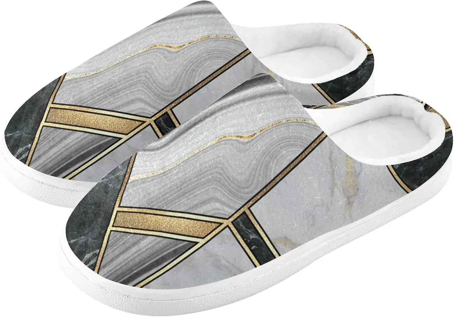 Unisex Memory Foam House Slippers Non-Skid Soft Warm Sole Coral Fleece Slip-on Closed Toe Hand Free Shoes for Bedroom Travel 6-17