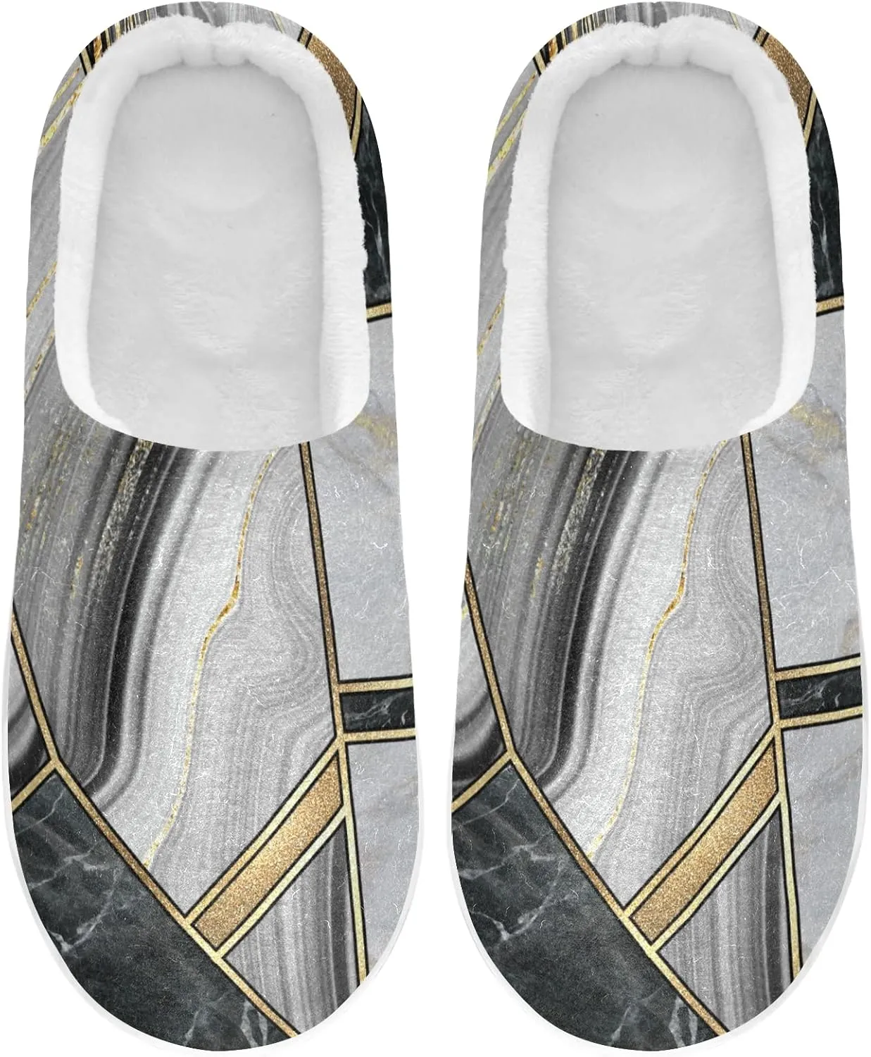 Unisex Memory Foam House Slippers Non-Skid Soft Warm Sole Coral Fleece Slip-on Closed Toe Hand Free Shoes for Bedroom Travel 6-17