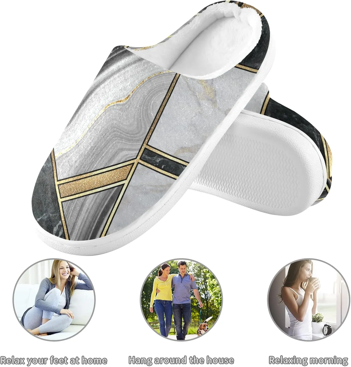 Unisex Memory Foam House Slippers Non-Skid Soft Warm Sole Coral Fleece Slip-on Closed Toe Hand Free Shoes for Bedroom Travel 6-17