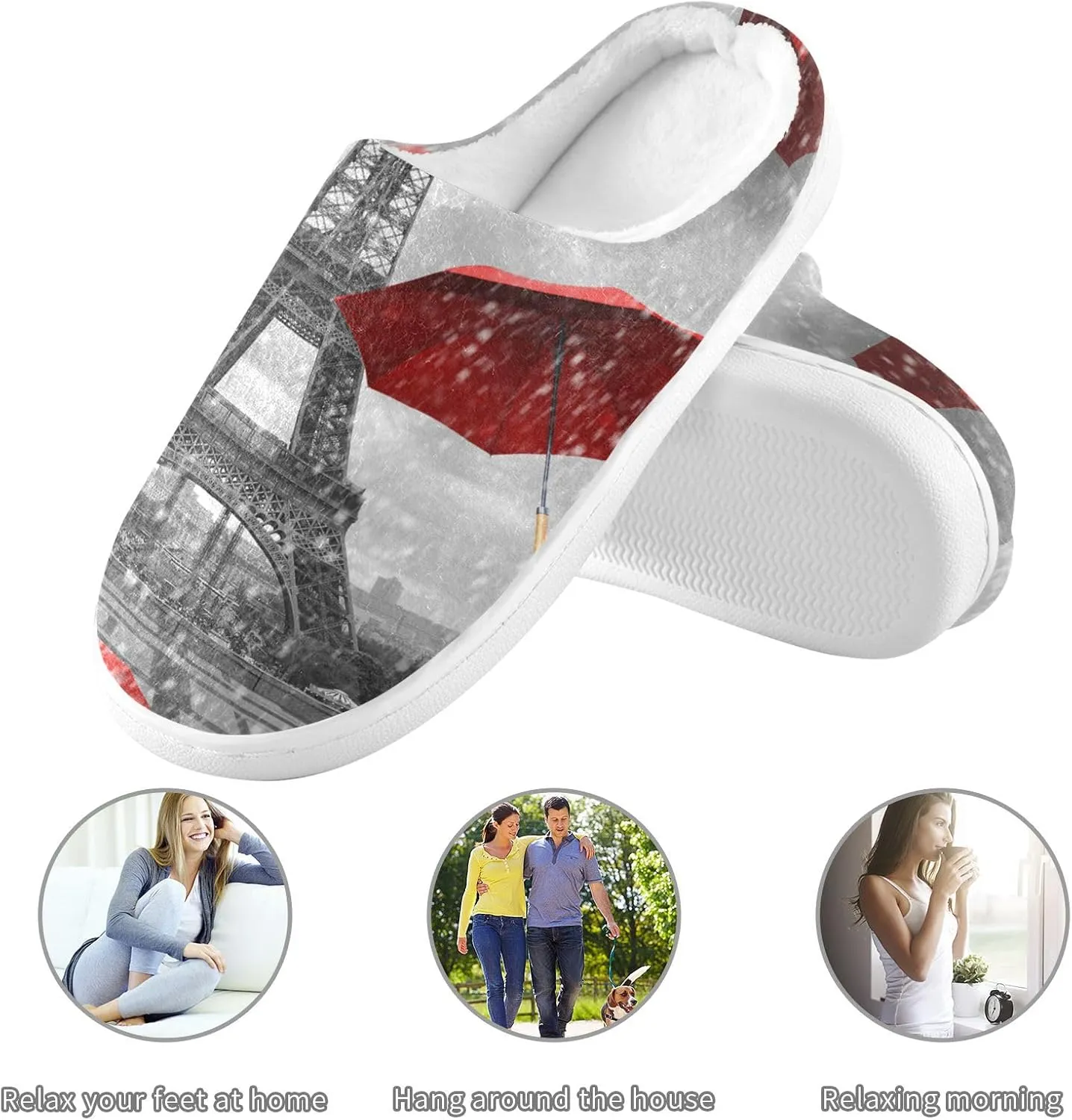 Unisex Memory Foam Slippers Non-Skid Slip-on Soft Warm Sole Fleece Shoes 6-17