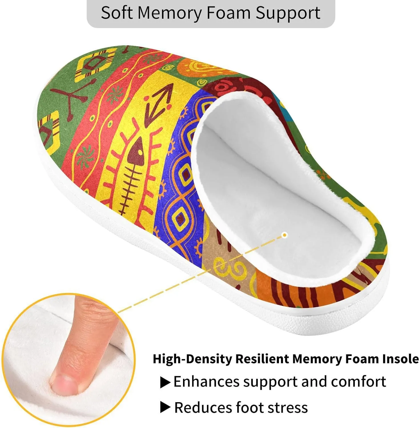Unisex Memory Foam Slippers Non-Skid Slip-on Soft Warm Sole Fleece Shoes 6-17