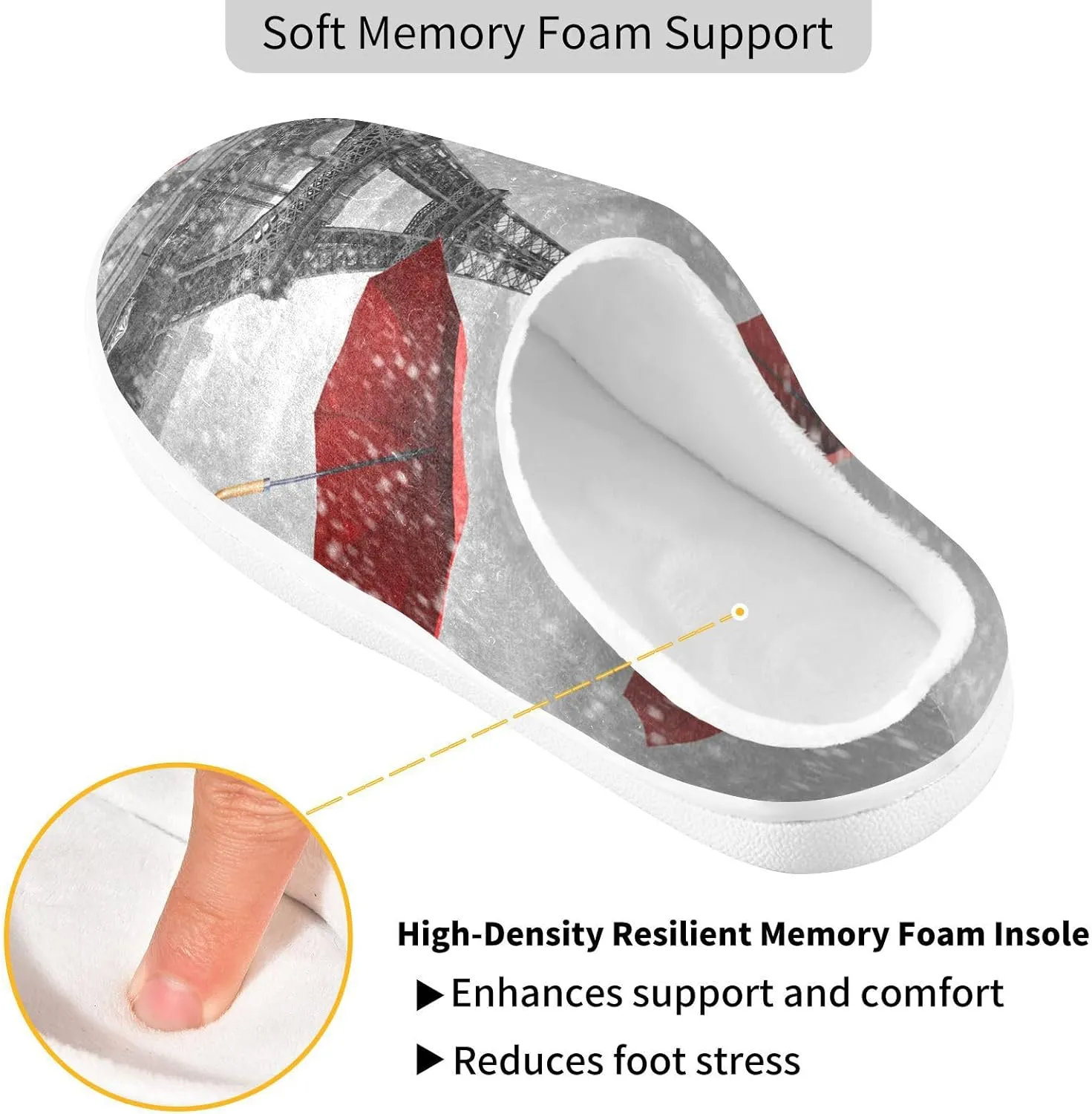 Unisex Memory Foam Slippers Non-Skid Slip-on Soft Warm Sole Fleece Shoes 6-17