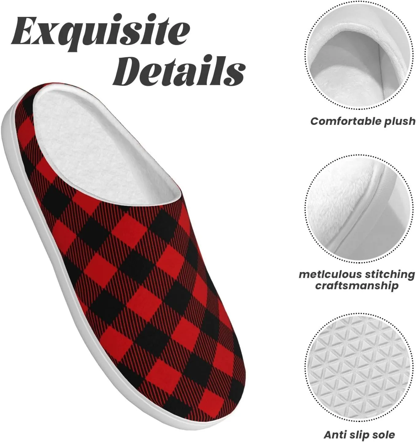 Unisex Warm Slippers Non-Slip Winter Fluffy Slippers Slip-On Plush Slippers Bedroom Slippers House Shoes For Men Women