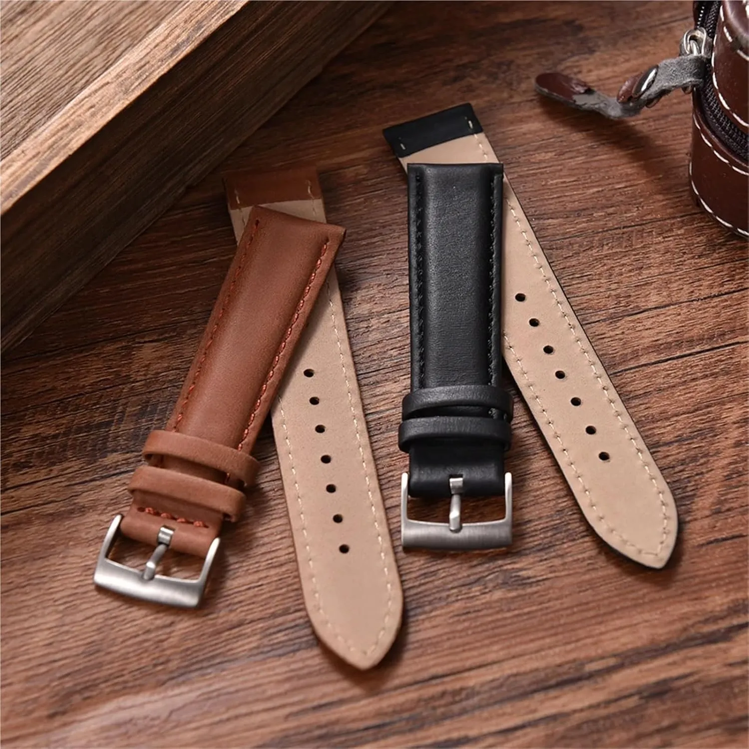 Universal Leather Watch Bands 20mm 22mm Vintage Watch Strap Wristband Accessories