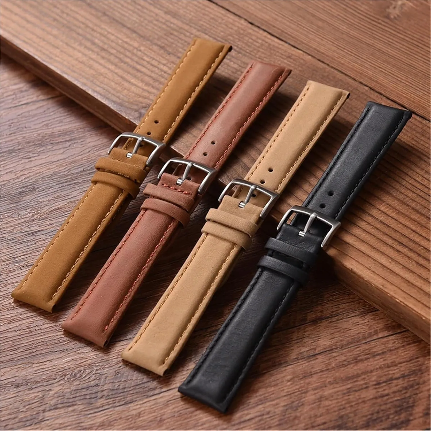 Universal Leather Watch Bands 20mm 22mm Vintage Watch Strap Wristband Accessories