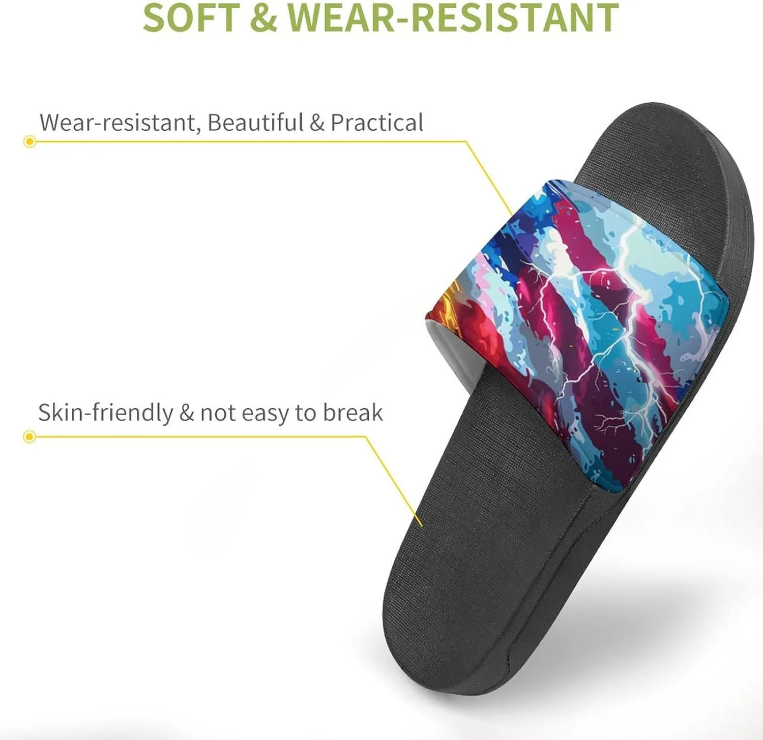 U.S. Flag Thunder House Sandals Non Slip Slippers Quick Drying Bathroom Shower Shoes for Women Men