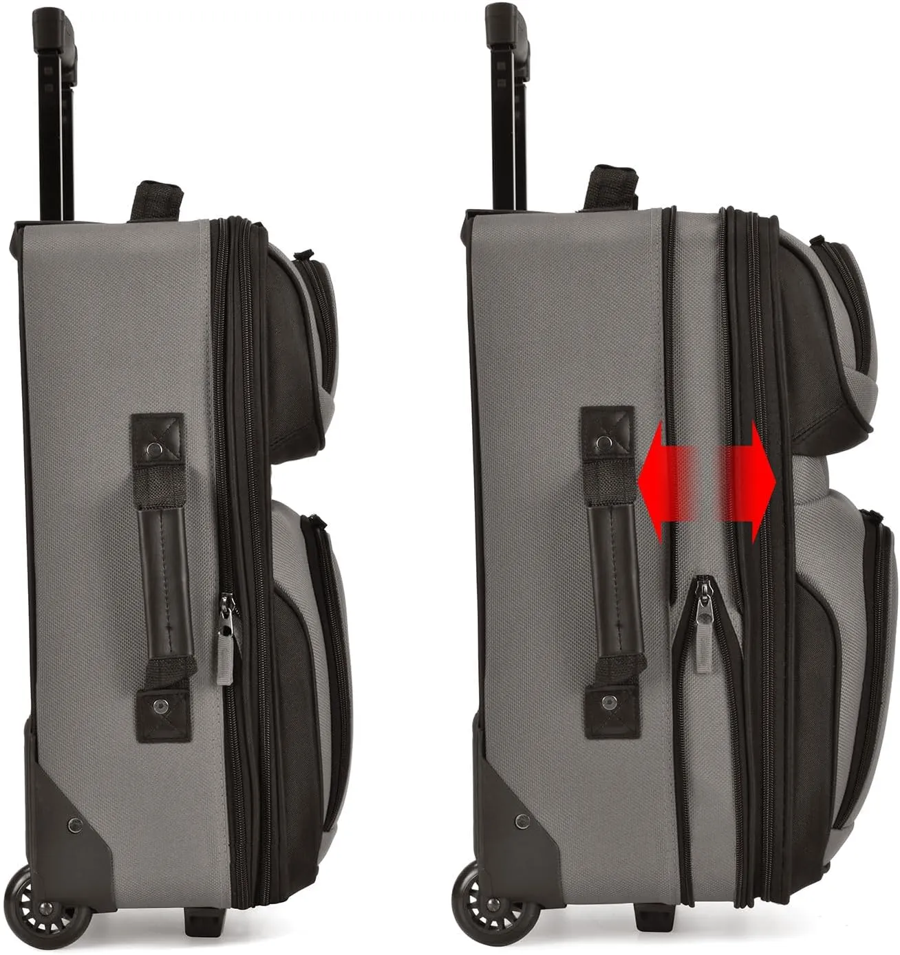 U.S. Traveler Lightweight Rolling 20" Carry On Luggage Softside Suitcase, Grey, 2 Wheel-1 Piece