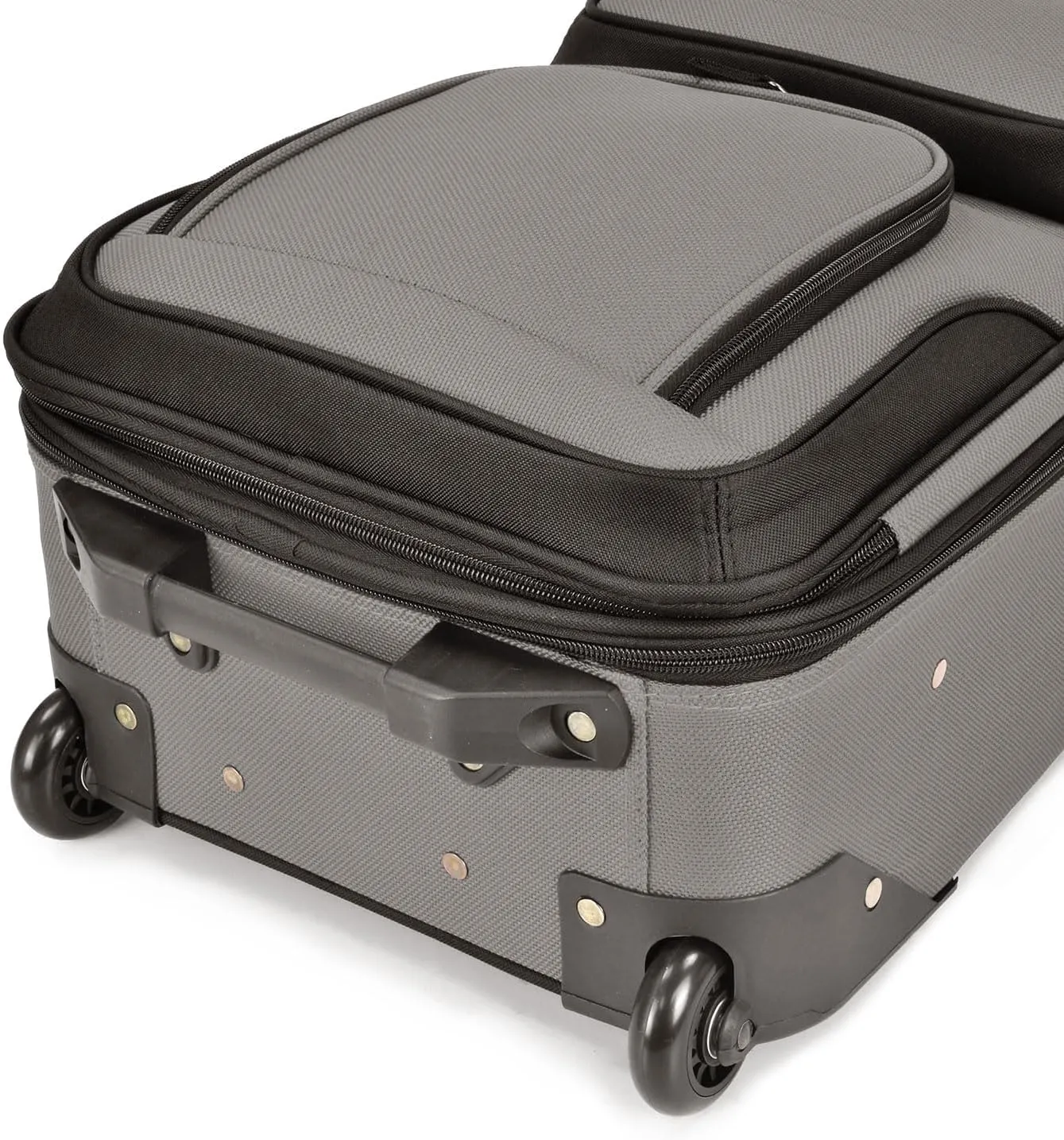 U.S. Traveler Lightweight Rolling 20" Carry On Luggage Softside Suitcase, Grey, 2 Wheel-1 Piece