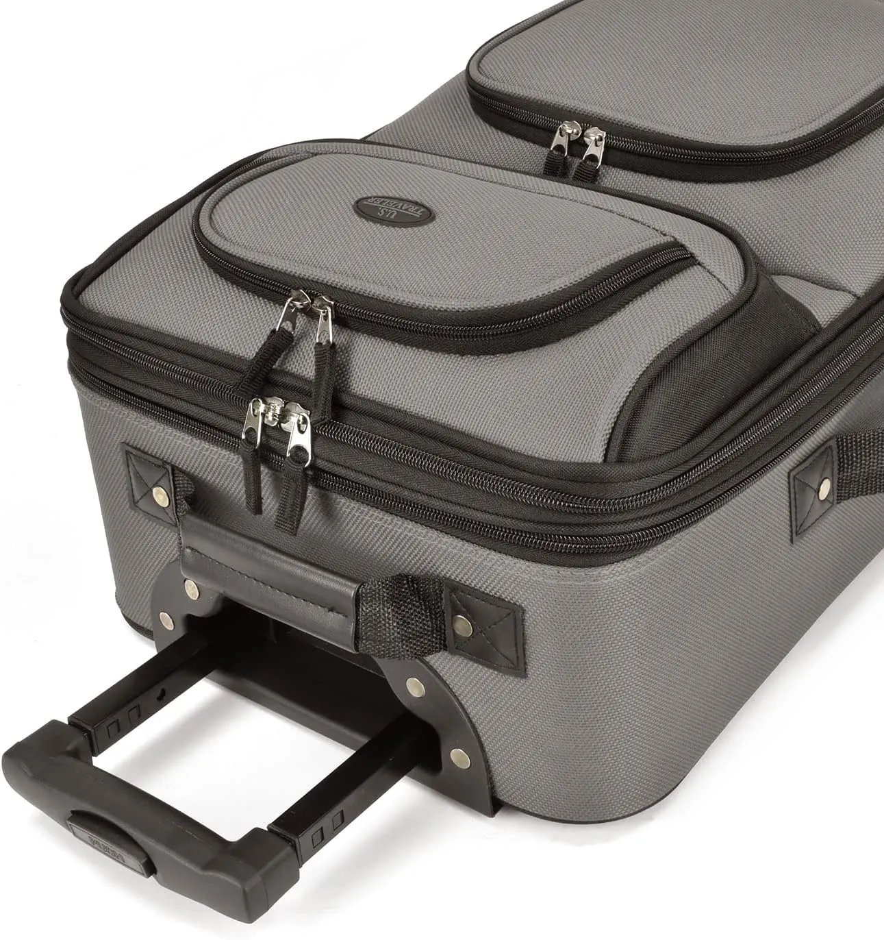 U.S. Traveler Lightweight Rolling 20" Carry On Luggage Softside Suitcase, Grey, 2 Wheel-1 Piece