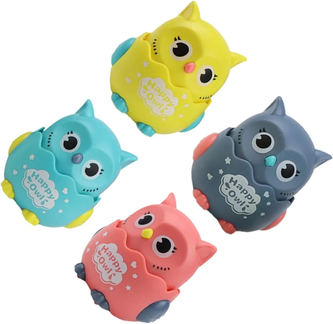 Vaguelly 4pcs Cartoon Car Toy Educational Owl Design for Boy Girl Interactive Sliding Toy for Enhancing Parent-boy Girl Bonding Improves Cognitive Skills Color Recognition for Boys Girls