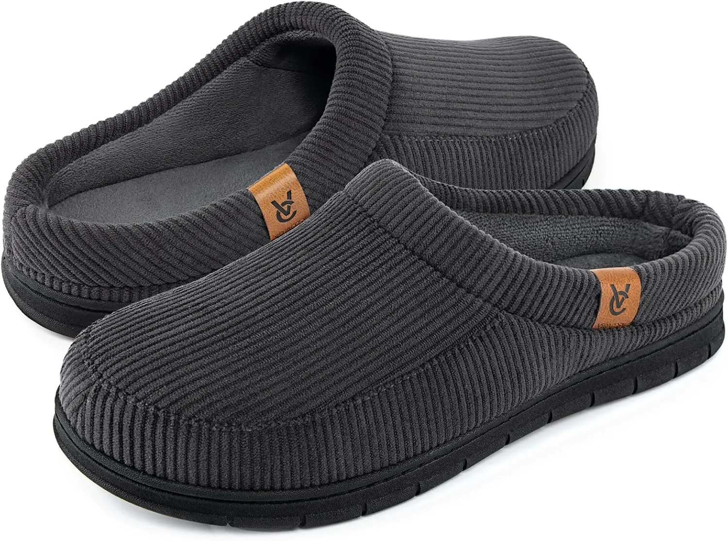 VeraCosy Men's Moccasin Slippers Comfy Soft Durable Slip-on Indoor Memory Foam House Shoes