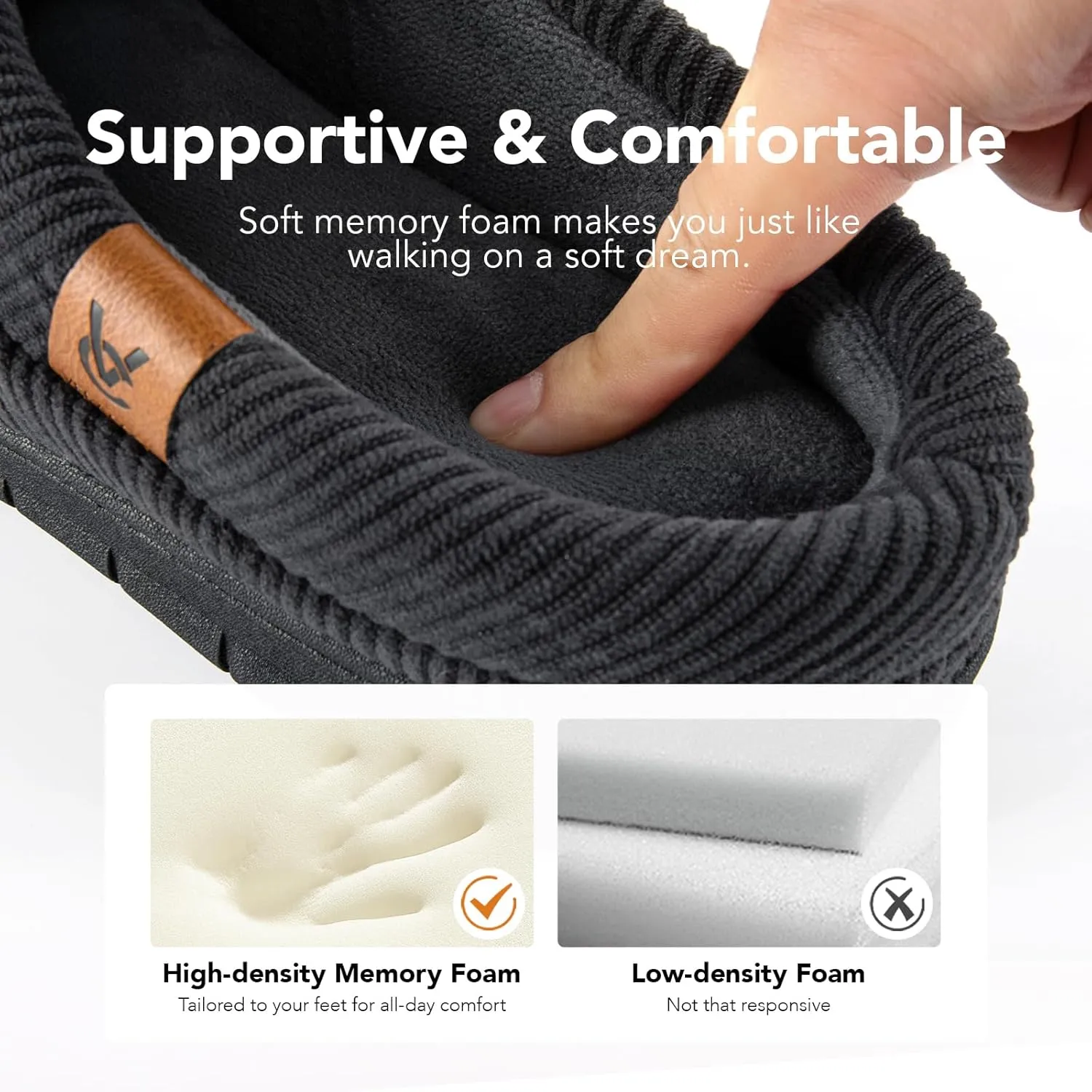 VeraCosy Men's Moccasin Slippers Comfy Soft Durable Slip-on Indoor Memory Foam House Shoes