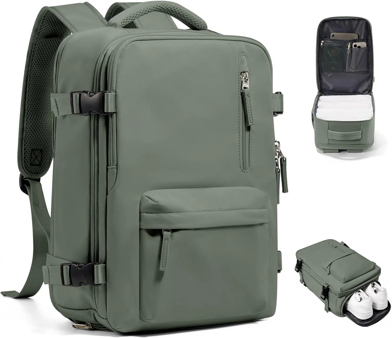 VGCUB Travel Backpack for Women Men for Spirit Airlines Personal Item Bag 18x14x8 Inches Laptop College Backpack,Waterproof Carry on Flight Approved Work Backpack Mochila de Viaje,Army green