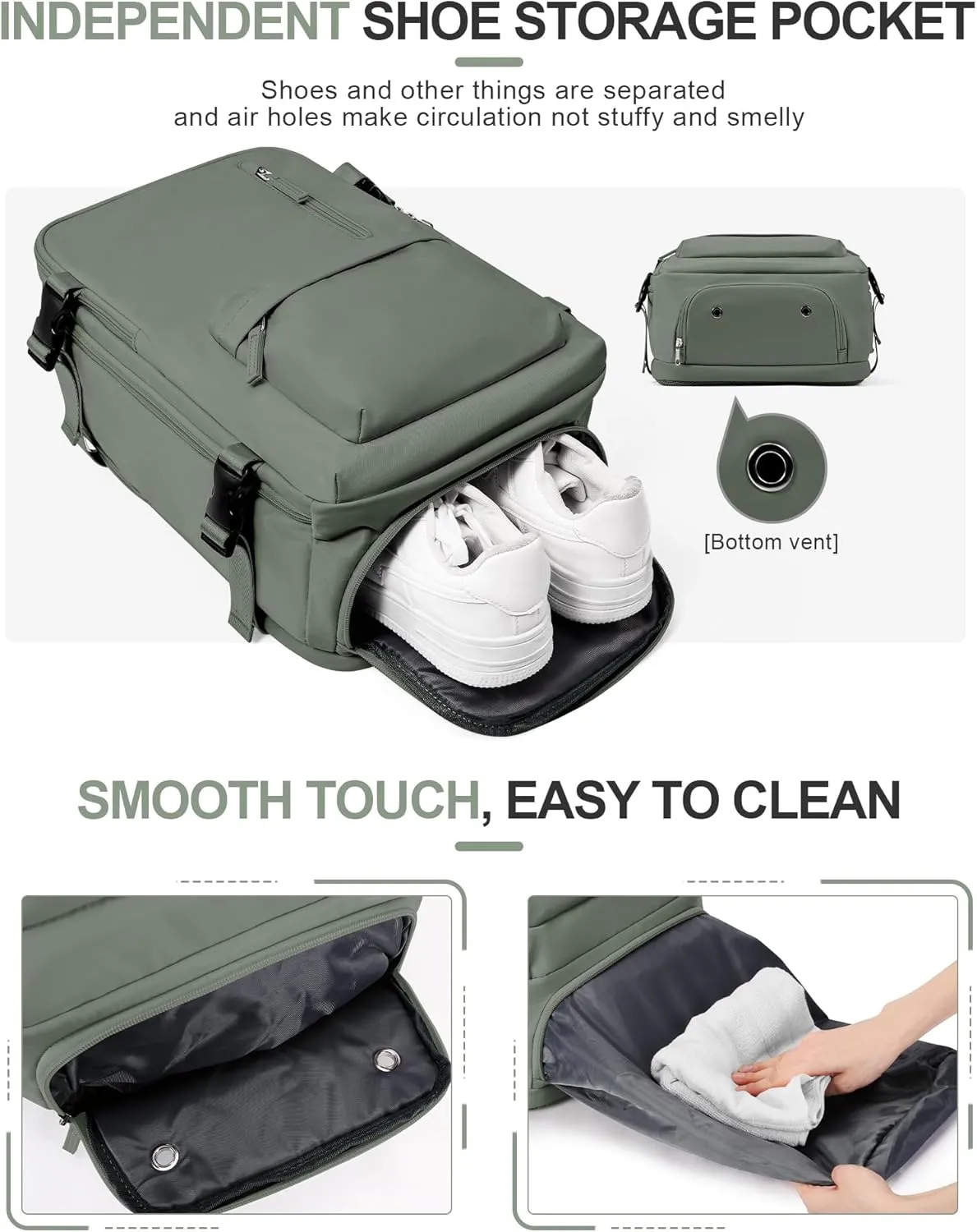 VGCUB Travel Backpack for Women Men for Spirit Airlines Personal Item Bag 18x14x8 Inches Laptop College Backpack,Waterproof Carry on Flight Approved Work Backpack Mochila de Viaje,Army green