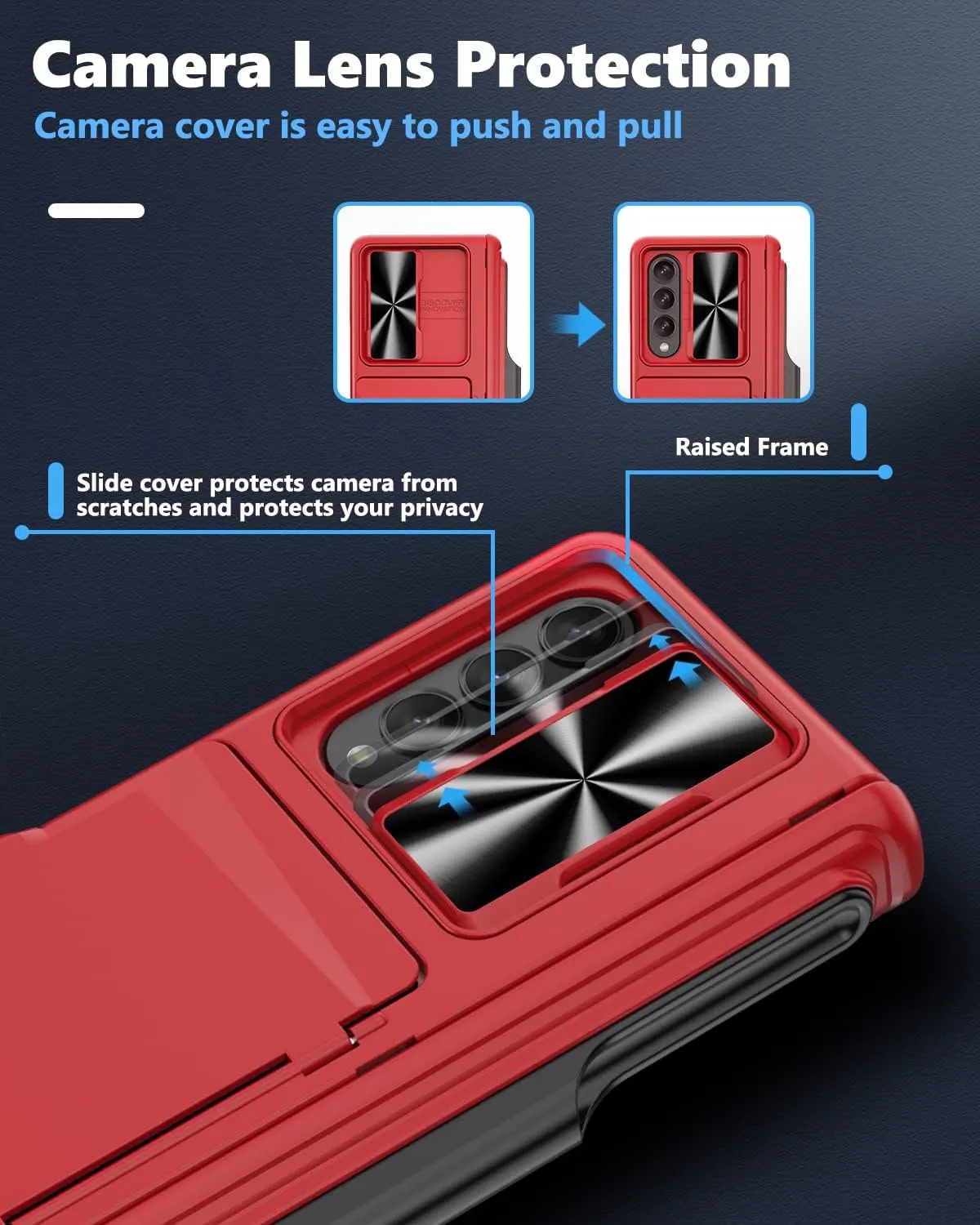 Viaotaily for Galaxy Z Fold 4 Wallet Case with S Pen Holder & Screen Protector, Built-in Card Holder & Hinge Protection Durable Sturdy Kickstand Protective Phone Case for Samsung Z Fold 4 2022, Red