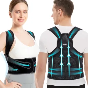 Vicorrect Posture Corrector for Women Adjustable: Back Support Brace - Shoulders Straightener Relieve Upper Back Pain (Black, Medium)
