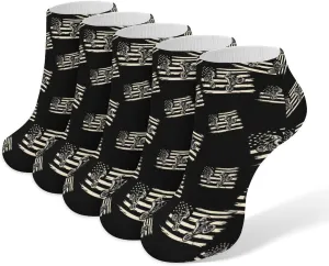 Vintage U.S.A Flag Motocross Dirt Bike Ankle No Show Socks Soft Loafer Socks Low Cut Non Slip Flat Sock 5 PC