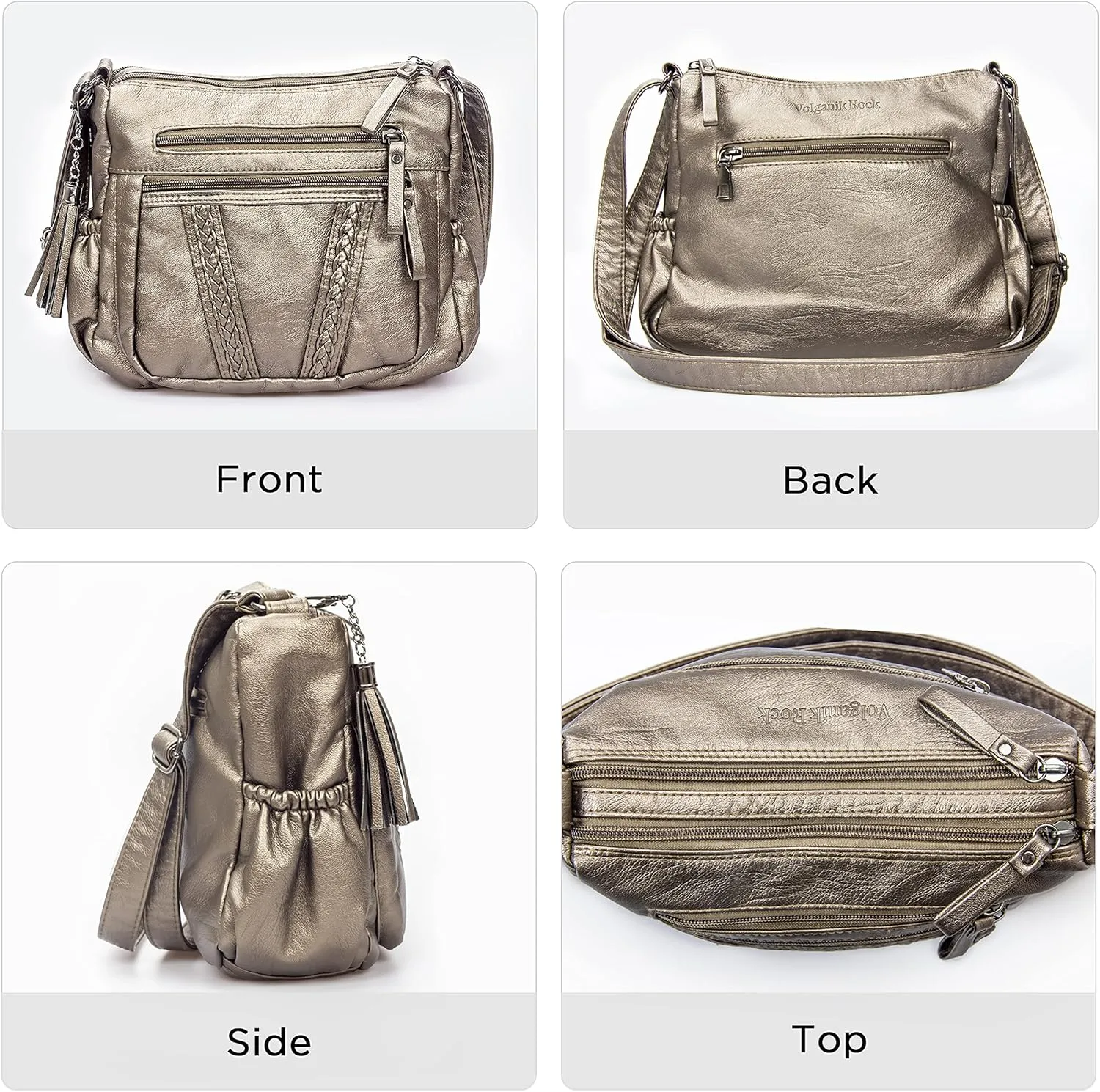 VOLGANIK ROCK Crossbody Bag for Women with Tassel Ladies Soft PU leather Purses and Handbag Pocketbooks
