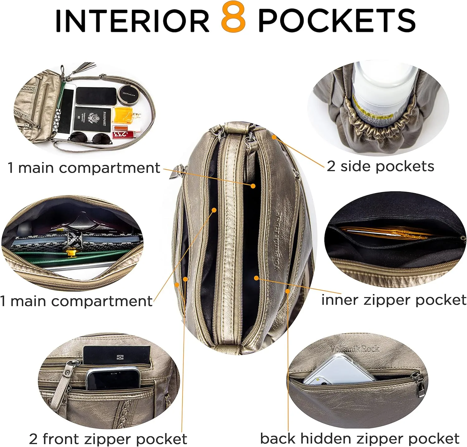 VOLGANIK ROCK Crossbody Bag for Women with Tassel Ladies Soft PU leather Purses and Handbag Pocketbooks