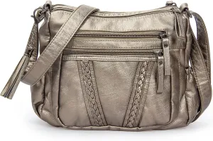 VOLGANIK ROCK Crossbody Bag for Women with Tassel Ladies Soft PU leather Purses and Handbag Pocketbooks