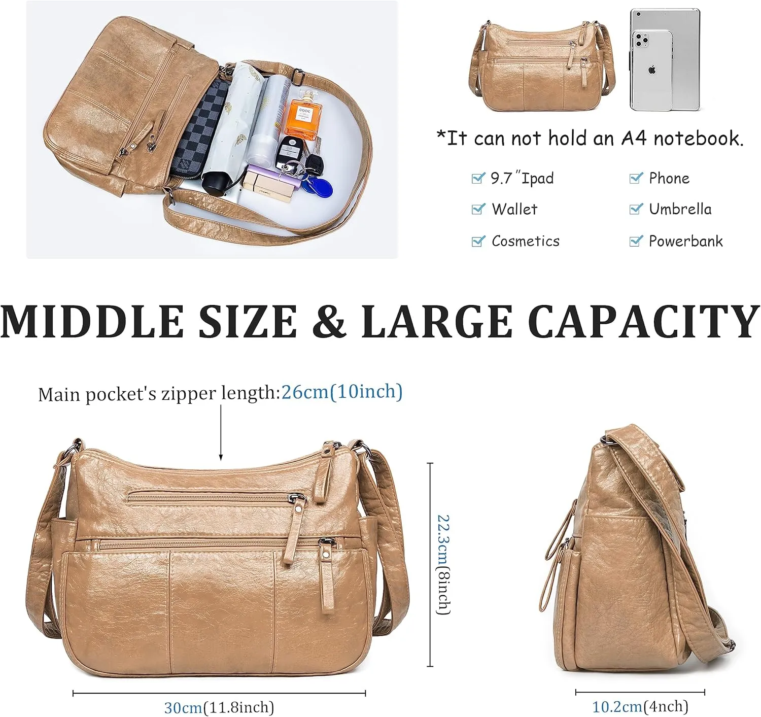 VOLGANIK ROCK Purses for Women Soft PU Leather Shoulder Bag Ladies Crossbody Purse and handbags Lightweight Pocketbook