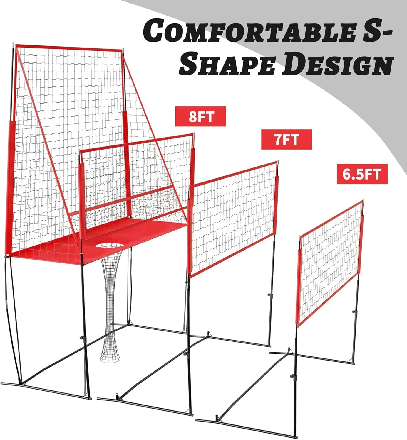 Volleyball Training Equipment Net, 8 X 11 FT Adjustable Volleyball Practice Net Station, Volleyball Spike Trainer for Indoor and Outdoor, Perfect for Team or Solo Training, Home Volleyball Net