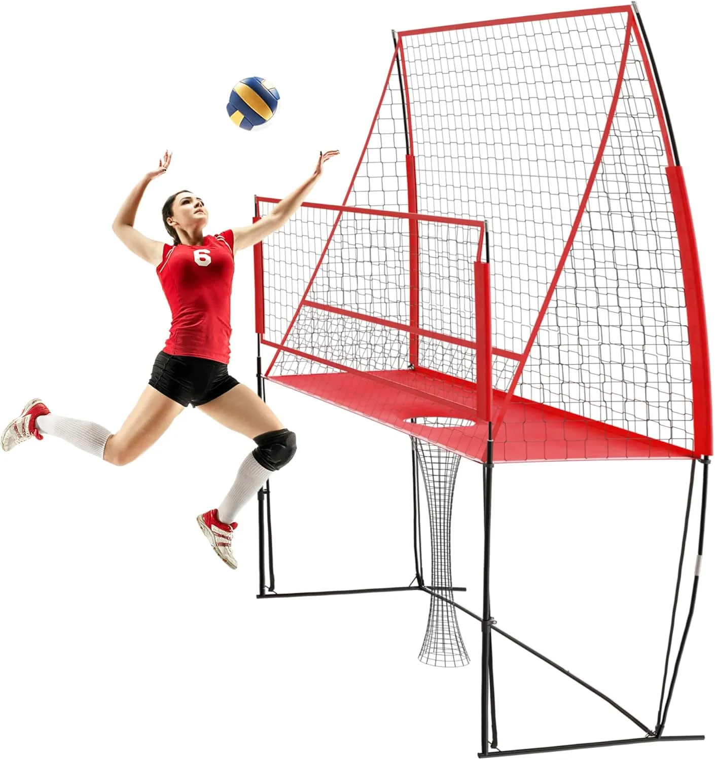 Volleyball Training Equipment Net, 8 X 11 FT Adjustable Volleyball Practice Net Station, Volleyball Spike Trainer for Indoor and Outdoor, Perfect for Team or Solo Training, Home Volleyball Net