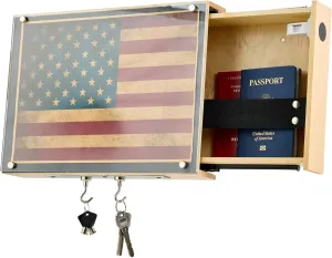 Wall Cabinet with Magnetic Lock, Wall Shelf Gun Safe, Handmade Wooden Box Storage (Acrylic Cover)