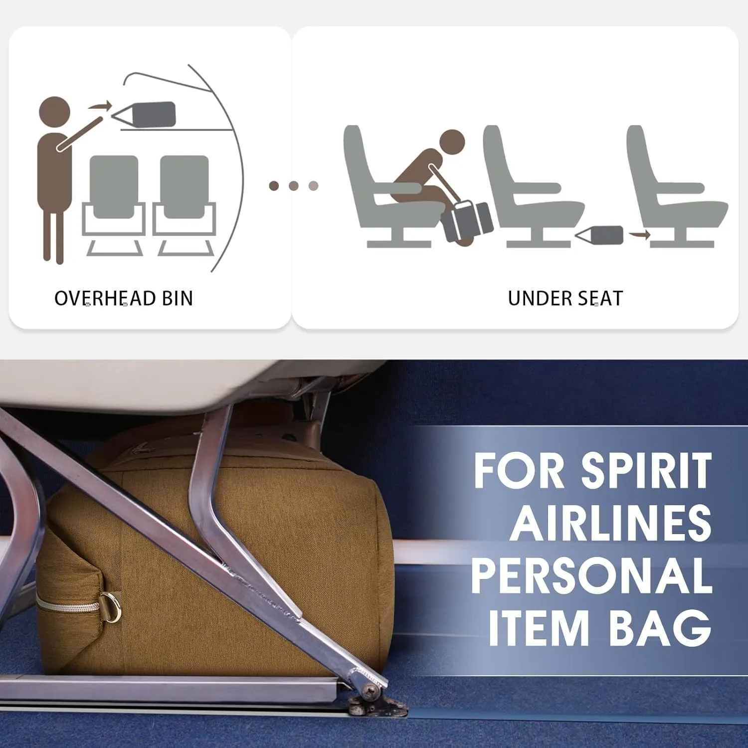WANDF For Spirit Airlines Personal Item Bag 18x14x8 Travel Duffel Bag with TSA Approved Quart Size Bag & Shoe Bags Weekender Overnight Carry-on Luggage for Women (Earth Yellow)