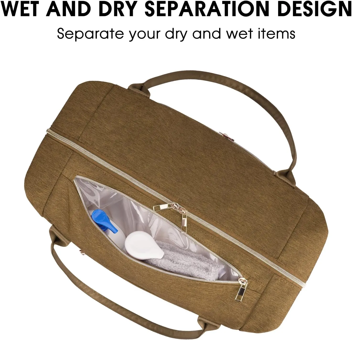 WANDF For Spirit Airlines Personal Item Bag 18x14x8 Travel Duffel Bag with TSA Approved Quart Size Bag & Shoe Bags Weekender Overnight Carry-on Luggage for Women (Earth Yellow)