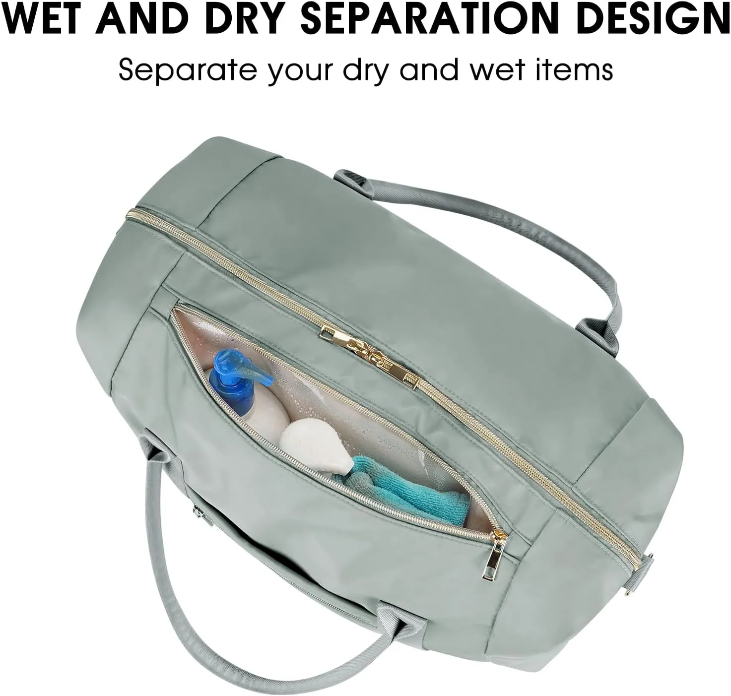 WANDF For Spirit Airlines Personal Item Bag 18x14x8 Travel Duffel bag with TSA Approved Quart Size Bag & Shoe Bags Weekender Overnight Carry-on Luggage for Women (Grey）